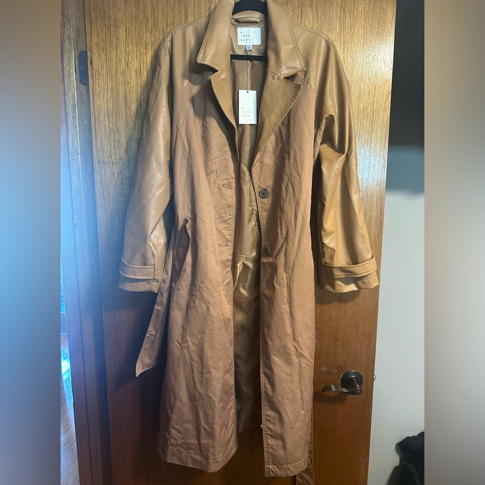 Women’s Relaxed Trench Coat - A New Day - Brown - Large